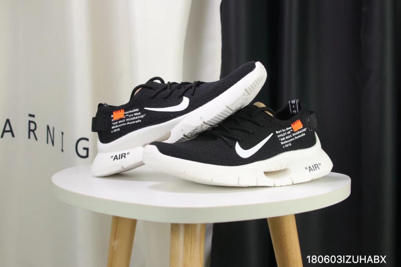 Women Off-white the Nike Air Max 87 OG Flyknit Black White Shoes